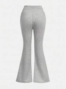 Girlism Teen Girls Light Grey Polyester Flare Leg Sweatpants For Casual Everyday Wear/Back To School,Fall,Winter/Y2k,Halloween Flare Pants Flared Sweatpants Bell Bottom Pants Wide Leg Sweatpants Girls Sweatpants - Light Grey - View 2