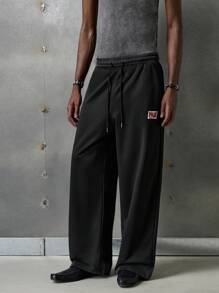 NEON BLANC Men's Street Fashion Loose Knit Black Sweatpants - Black - View 2