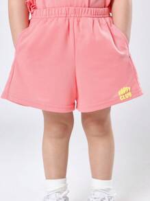 SUMWON Happy Club 兩件式荷葉袖T恤短褲套裝 夏季休閒穿搭 玩樂服裝 舒適透氣 度假日常穿搭 時尚套裝 - 粉色 - 查看 7