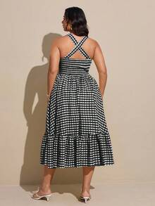 Viva Relle Váy kẻ sọc ngang eo nhún bèo mùa hè cỡ lớn - Nhiều màu - Xem 2