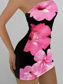 Aloruh 全花卉印花抹胸紧身休闲夏装 - 彩色 - 查看 6