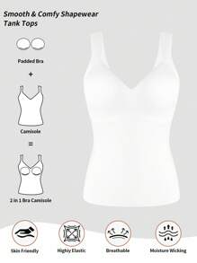 SHEIN 1 件女士无缝塑身衣上衣，腰腹部塑形，简约吊带背心可外穿，塑身 - 白色 - 查看 6