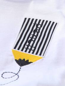 SHEIN 2 Stücke Baby Jungen Akademie Besticktes Bleistift Muster Weiß Gestricktes Langarm T-Shirt und gestreifter Lässig Webware Hosen Set, vielseitig für Schule, Alltag, Ausflüge, Urlaub, Reisen, Entspannung, Sonnenbaden, Herbst, Outdoor Sport und Lässig Outfit Baby Jungen Kleidung Herbst Kleidung Baby Jungen Sets Jungen Kleidung für Baby Herbst Baby Herbst Kleidung Set Premium Baby Kleidung Outfits für Baby Jungen Baby Jungen Kleidung Kinderbekleidung Jungen Kleidung Winter - Verschiedenfarbig - Übersicht 4