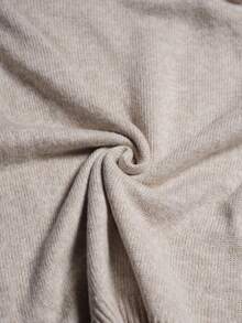 Louniche Solid Drop Shoulder Sweater,Long Sleeve Tops - Khaki - View 3