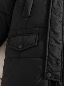 Genkimix Kids معطف بارك بسيط وأنيق مع غطاء رأس طويل وسحاب أمامي وأساور مرنة وجيوب قطعة واحدة للشتاء للأولاد، سميك ودافئ