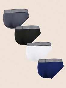 Quần lót nam cạp chun thoải mái thường ngày họa tiết chữ 4 chiếc/gói - Nhiều màu - Xem 2