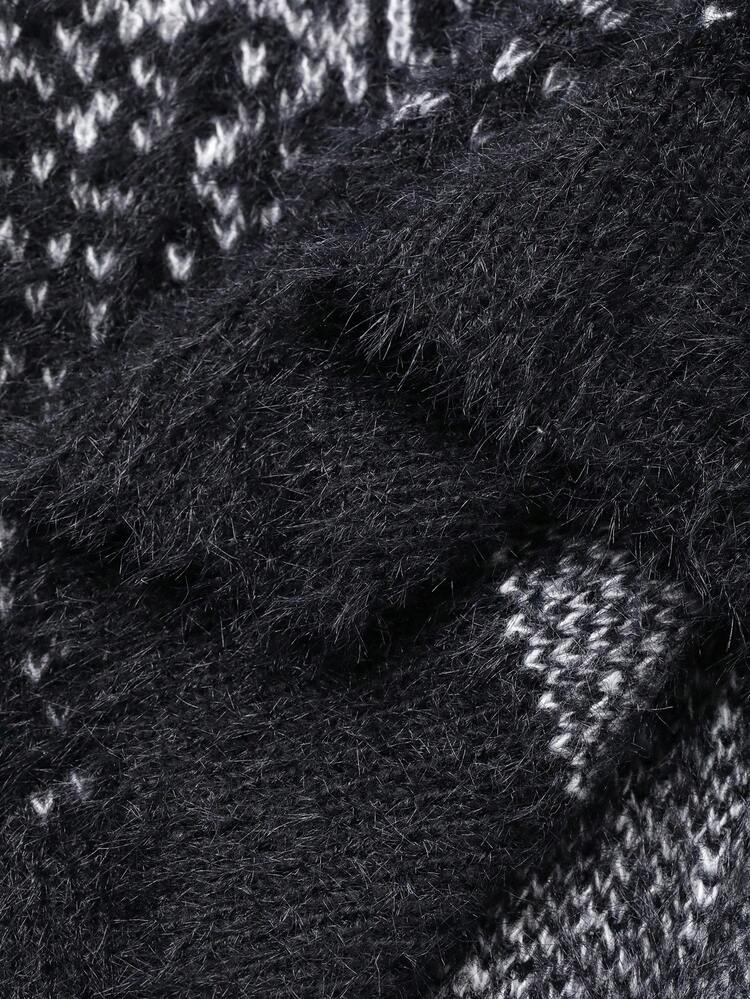 Men's Gradient Floral Jacquard Knit Sweater, Autumn