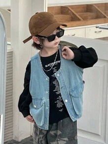 Dazy Kids Toddler Boys' Loose Casual Denim Jacket, Autumn - Blue - View 2