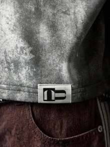 NEON BLANC 男士数码印花拉链休闲长袖 T 恤，情绪摇滚，秋季，2000 年代风格 - 黑與白 - 查看 6