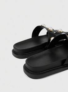 HighSole Sandales plates décontractées et polyvalentes pour femmes à bout ouvert