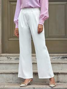EMERY ROSE Pantalones blancos de oficina de estilo francés elegante para mujer - Blanco - Ver 5