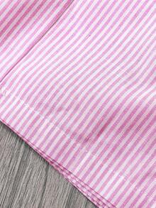 Rusticease 女条纹松紧腰宽松阔腿休闲裤粉色条纹裤粉色裤子女阔腿裤夏季裤子女裤子 - 粉色 - 查看 5