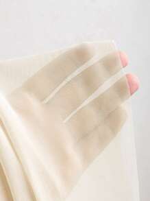 Sweetra 女士优雅网眼拼布修身高品质办公室风扭纹连衣裙 - 杏色 - 查看 7