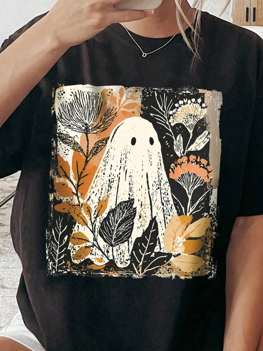 ReShift 万圣节秋季幽灵波西米亚风加大码 T 恤