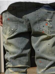 Manfinity Homme Men's Casual Ripped Pocket Distressed Simple Design Denim Jeans Going Out Hang Out Commute Vacation Street - Light Wash - View 4