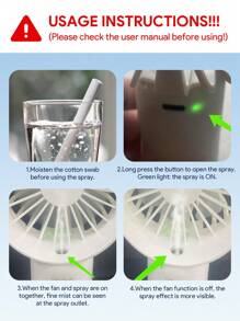 JMMO Quạt cầm tay có chức năng phun sương tạo độ ẩm, Quạt sạc USB có chức năng phun sương, 3 tốc độ gió, Quạt mini cầm tay nhẹ dùng để trang điểm, văn phòng, du lịch, cắm trại, trong nhà, ngoài trời, trở lại trường, kỳ nghỉ, đồ dùng thiết yếu cho mùa hè, màu trắng - trắng - Xem 4