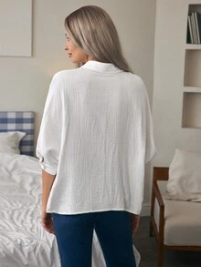 Louniche 口袋設計貼紋領子襯衫 - 白色 - 查看 2