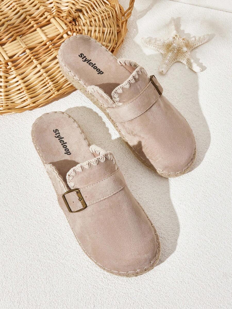 Styleloop Giày lười dệt đế xuồng và đế xuồng dành cho nữ, phong cách Bohemian - Màu be - Xem 1