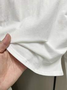 SHEIN 少女白色百搭方形 V 领长袖 T 恤，设计师风格，夏季休闲 Polo 衫，齐腰长款，修身剪裁，干净的女孩 - 白色 - 查看 7