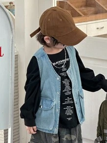 Dazy Kids Toddler Boys' Loose Casual Denim Jacket, Autumn - Blue - View 7