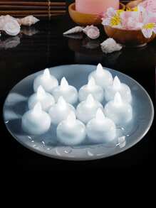 Teckwe 12 Pcs Luxury Floating LED Candle Light, Waterproof Flameless Tea Light Suitable For Wedding, Party, Restaurant, Swimming Pool, Spa, Decorating And Creating Romantic Atmosphere Valentine's Day Gift - White - View 7