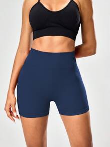 Gameset SHEIN Sport Pantalones cortos deportivos sin costuras de cintura alta de unicolor para mujer