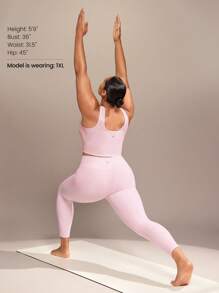 GLOWMODE 24英寸FeatherFit™加大码高腰紧身裤，内置内衣，低冲击瑜伽日常穿着 - 淺粉色 - 查看 9