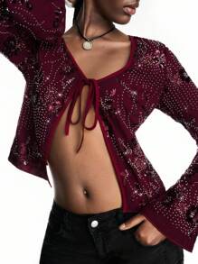 LYSMO 2025 秋冬女士正装 返校 万圣节 婚礼 宾客 度假 Y2K 海滩 可爱 教师 外出 商务休闲 优雅 生日 办公室 乡村 音乐会 俱乐部 性感 西部 工作服 街头服饰 复古 节日 鸡尾酒会 狂欢 亮片 系带上衣