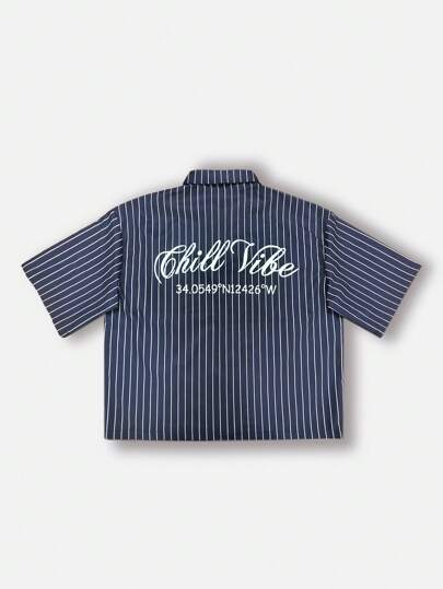 Street Life Men's Striped Short Sleeve Casual Loose Fit Shirt With Pocket