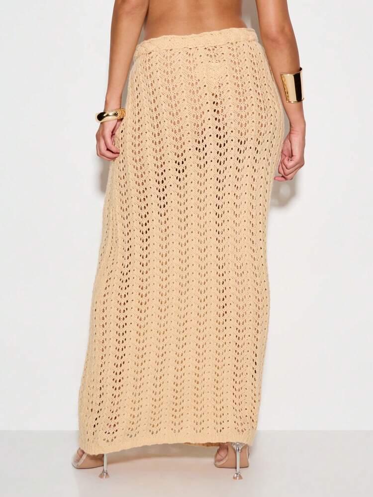 KIZN Crochet Maxi Skirt With Shell Embellishments