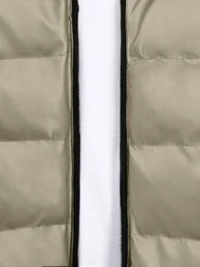 EURMUSE Giacca casual da uomo con cappuccio e chiusura a chiusura lampo, manica lunga, tasche, in velluto pied de poule - Cammello - Visualizzare 4