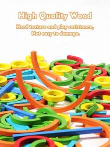 Bloques de rompecabezas de anillos de madera - Juguetes educativos Montessori STEM creativos - Diseño de bloques de colores para decoración de habitaciones - Regalos de invierno, Navidad, Año Nuevo y fiestas