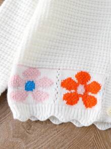 Young Girls Elegant Jacquard Button Cardigans, Suitable For Autumn/Winter Seasons, Back To School, Outings, Travel And Vacation - White - View 4