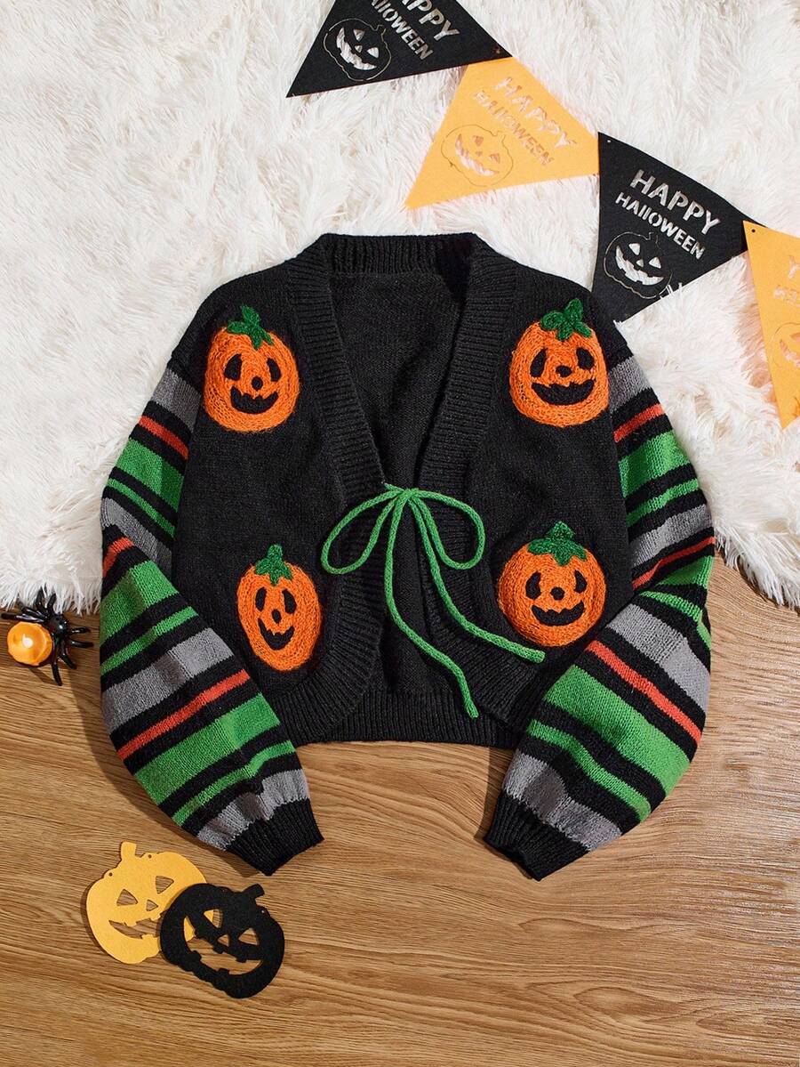 Áo len cardigan họa tiết bí ngô Halloween vui nhộn dành cho nữ - Nhiều màu - Xem 1