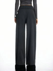 LYSMO 2025 Fall Women's Clothing/Fashion Casual Wide-Leg Design Women's Suit Pants/Women's Simple Commuter Gray Lace-Up Suit Pants/Business Casual/Women's Back To School/Formal/Vacation/Cute/Western/Business Casual/Elegant/Birthday/Outing/Club/Office Wear/Festival/Rave/Workwear/Elegant/Country Concert/Brunch/Cruise/Old Money/Airport/Church/Fairy Tale/Tea Party/Millennials/Streetwear/2000s/Disco/Graduation/Wedding Guest/Cocktail Party/Vintage,