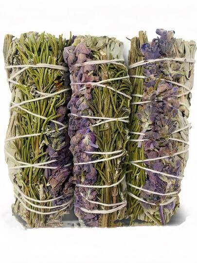 1/3PCS White Sage Incense Set For Cleansing Negative Energy  Includes Rosemary  Lavender Hand Bundled Ideal For Home Purification  Happiness