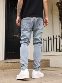 Manfinity LEGND 男士口袋破洞休闲百搭牛仔裤男士街头潮流牛仔裤外出聚会度假街头