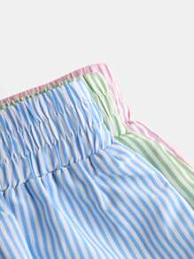 SHEIN 3pcs/Pack Tween Girls Multi-Piece Casual Set With Elastic Waist Striped Shorts