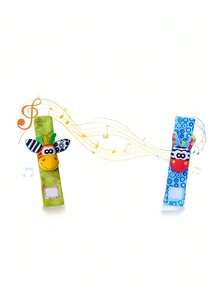 2 Or 4 Pcs Soft Material Wrist Rattle Foot Finder Sensory Stimulation Toys Colorful Halloween Themed Sock Toys Set For Festive Play Fun Rattle Socks Gift Sensory Playtime Activity Novelty Item Holiday Celebration Soft Fabric Entertainment