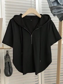 GlowEve CURVE Áo nỉ mùa hè thanh lịch và giản dị cỡ lớn thu đông - màu đen - Xem 1