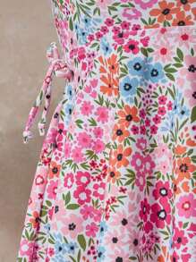 SHEIN Swim 女士高弹甜美碎花节日泳池派对比基尼套装，夏季海滩度假 - 彩色 - 查看 9