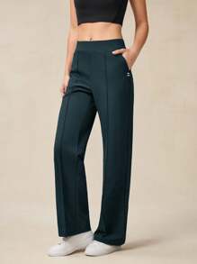 OutZeal 女士休闲运动裤，凉爽透气，弹力面料，阔腿款式，带拉链口袋 - 墨綠色 - 查看 7