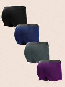 Snug Zone 4pcs Men's Colorblock Casual Comfortable Boxer Briefs  Multipack Trunk - Multicolor - View 2