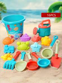 14/16 PCS Kids Beach Toy Set Shovel Water Play Educational Cartoon Summer Outdoor Sand Castle Pool Fun Durable Portable Colorful Learning Adventure Gift