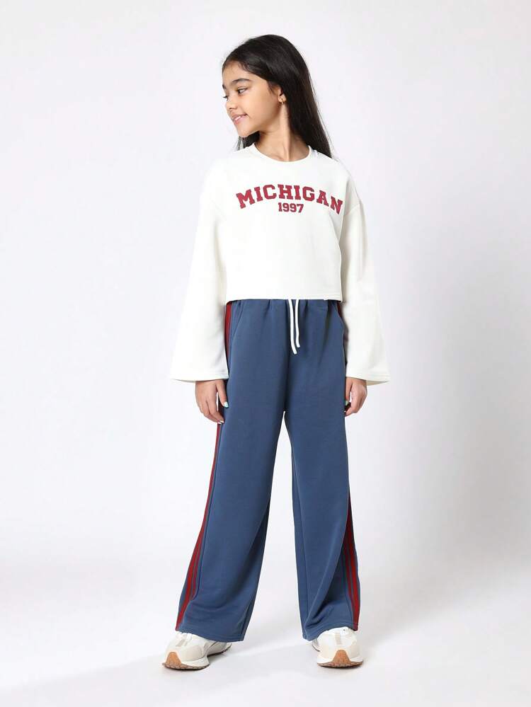 Michigan Logo Crop Sweatshirt With Wide Leg Pants