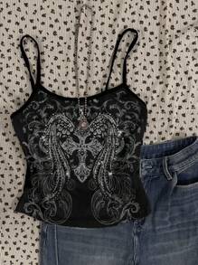 Attitoon 3 件套女士垃圾摇滚风格蝴蝶、十字架、翅膀、骷髅万圣节背心，适合夏季、机场、街头穿着、Y2K - 彩色 - 查看 3