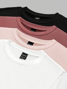 Everyssa Body a maniche corte con scollo tondo, colore unito, stile minimalista casual, da donna - Multicolore - Visualizzare 4