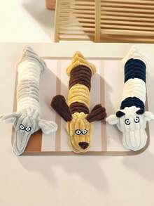 PETSIN 1 件卡通动物造型毛绒宠物玩具 - 可爱吱吱叫的狗玩具，适合小型犬和猫的有趣玩耍和互动咀嚼玩具 - 彩色 - 查看 5