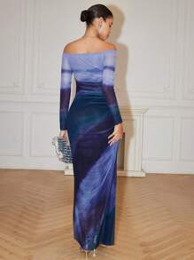 Chiquease Đầm Maxi Ôm Body Hở Vai, Chất Liệu Lưới Co Giãn Cao, Thiết Kế Định Vị Cho Nữ, Thanh Lịch Cho Các Buổi Hẹn Hò, Tiệc Tùng, Phong Cách Đường Phố, Chụp Ảnh Ngoài Vườn, Kỳ Nghỉ - Rửa tối - Xem 2