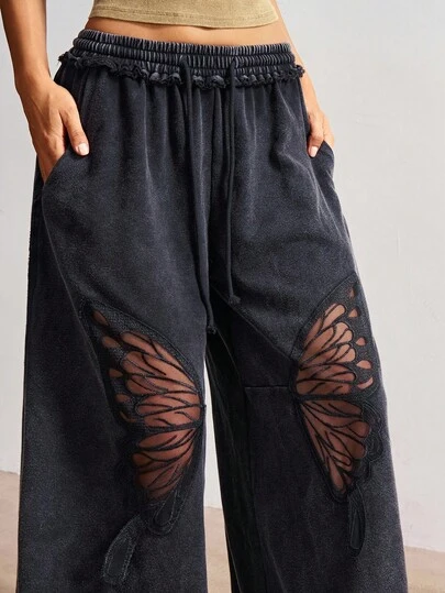 Bohemela Plus Size Casual Solid Color Knit Wide Leg Pants